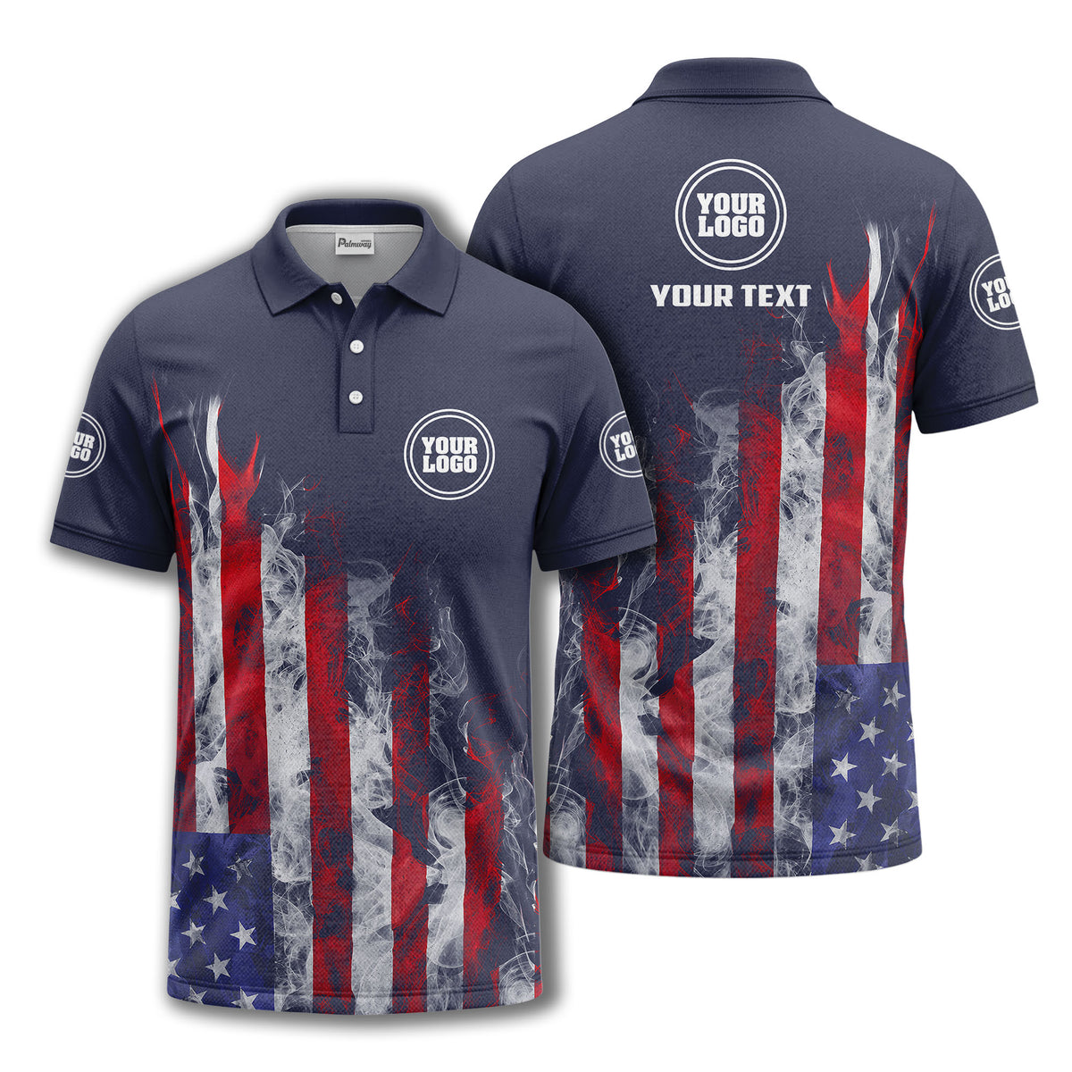 smoky american flag stars & stripes patriotic bold golf polo shirt