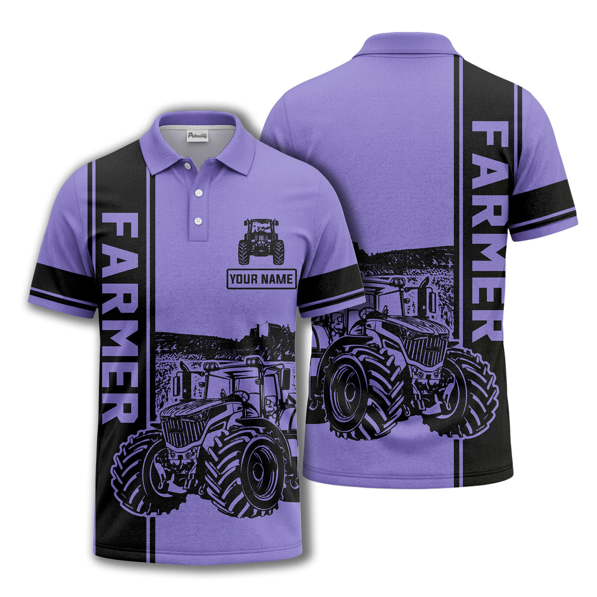 tractor farm scene graphic illustration polo shirt for men