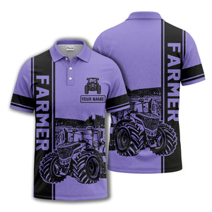 tractor farm scene graphic illustration polo shirt for men