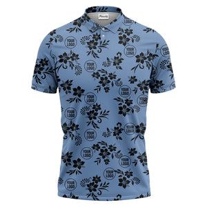 tropical floral leaves & circles polo shirt for island vibes
