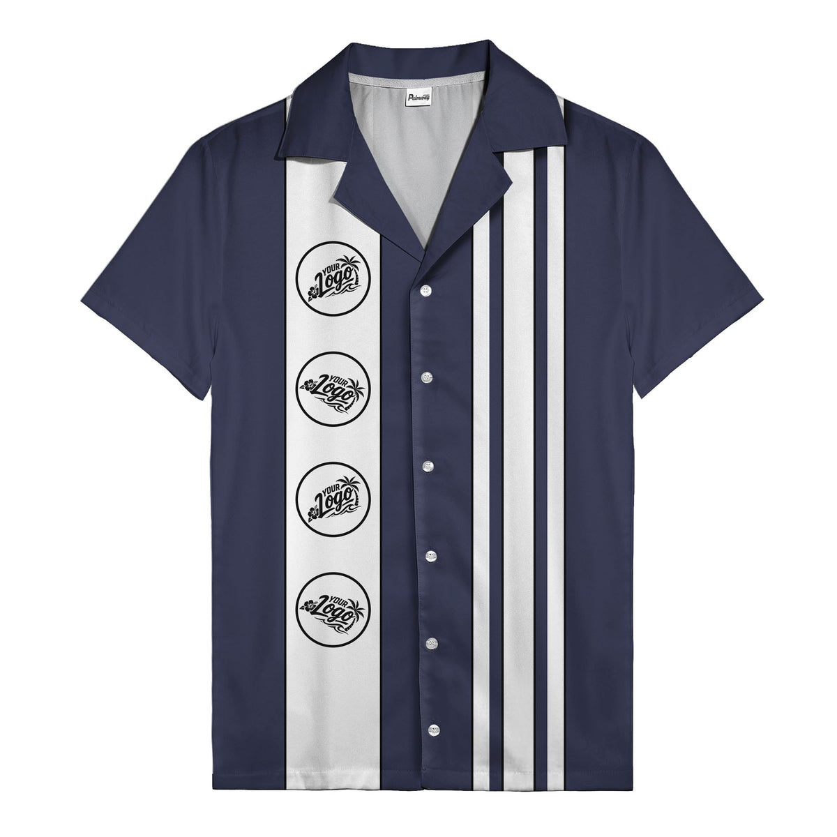 Vintage Black & White Bowling Circles Geometric Hawaiian Shirt For Men
