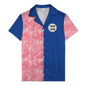 watercolor flamingo pineapple leaf repeat hawaiian shirt for men