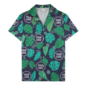 watercolor monstera leaf repeat & signature logo hawaiian shirt
