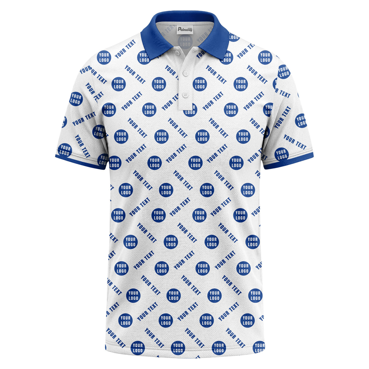 your name & logo repeat pattern all over print custom polo shirt