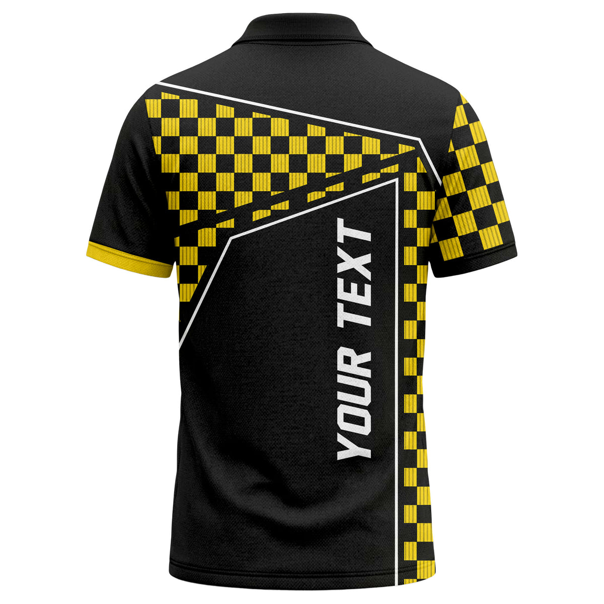Custom Black & Yellow Checkerboard Polo Shirt – Personalized Golf, Team & Event Wear