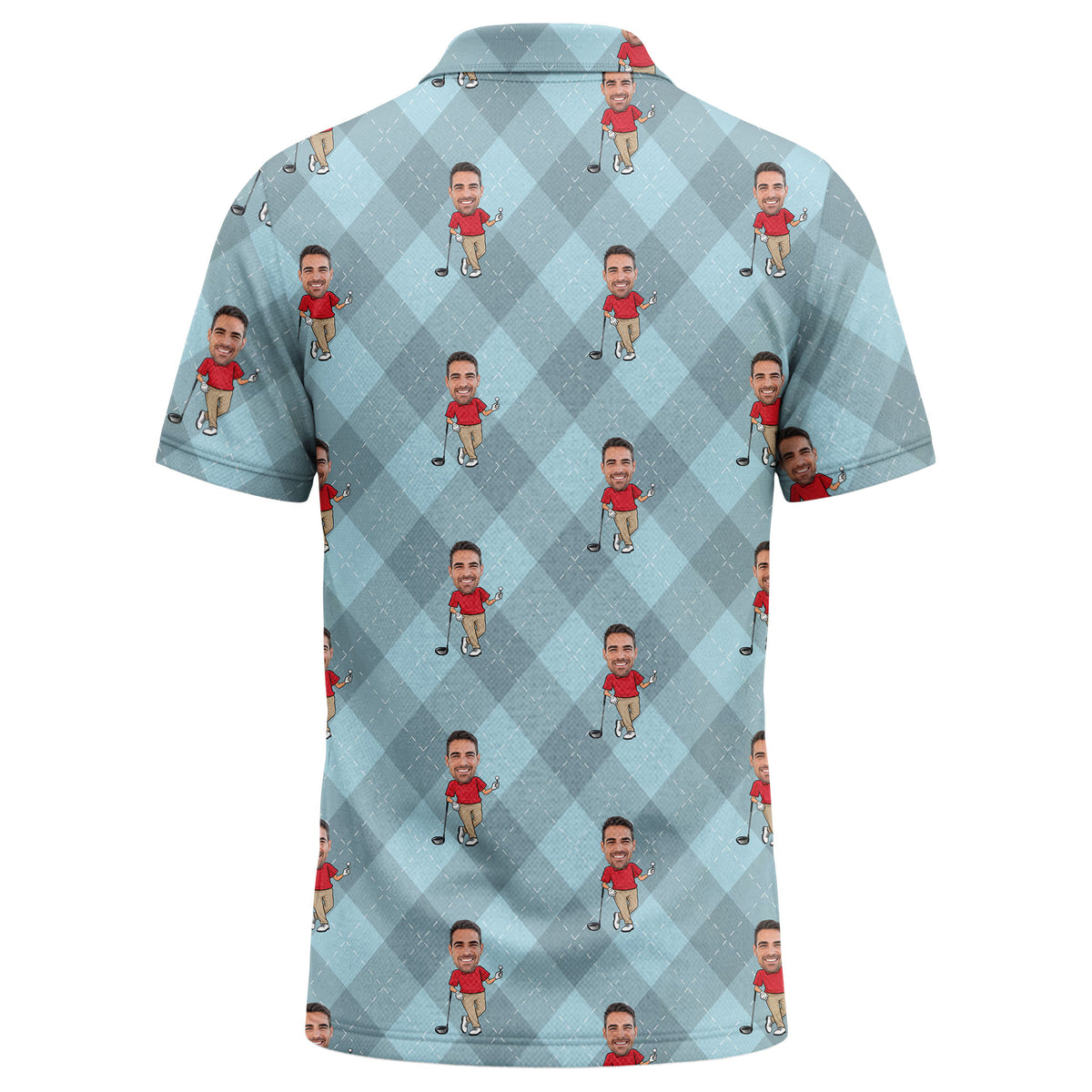 Custom Argyle Golf Polo Shirt with Personalized Golfer Pattern – Custom Face, Team & Golf Outing Apparel
