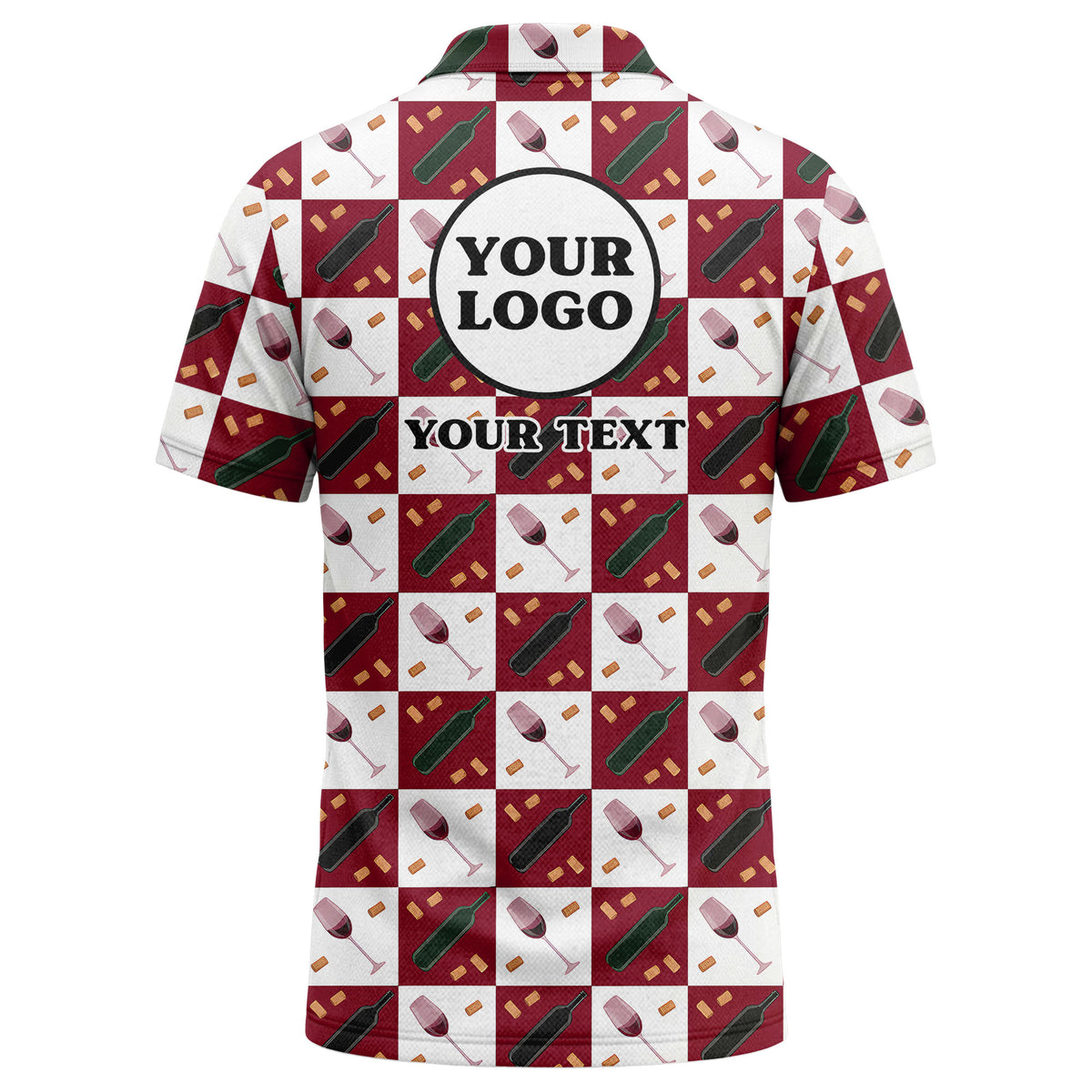 Custom Wine Checkered Polo Shirt – Bold Multicolor Logo Shirt for Teams & Events