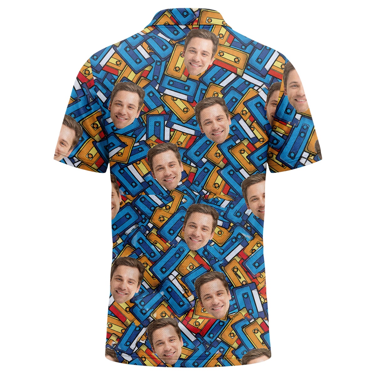 Custom Face Retro Cassette Hawaiian Shirt – Personalized Photo Aloha Shirt