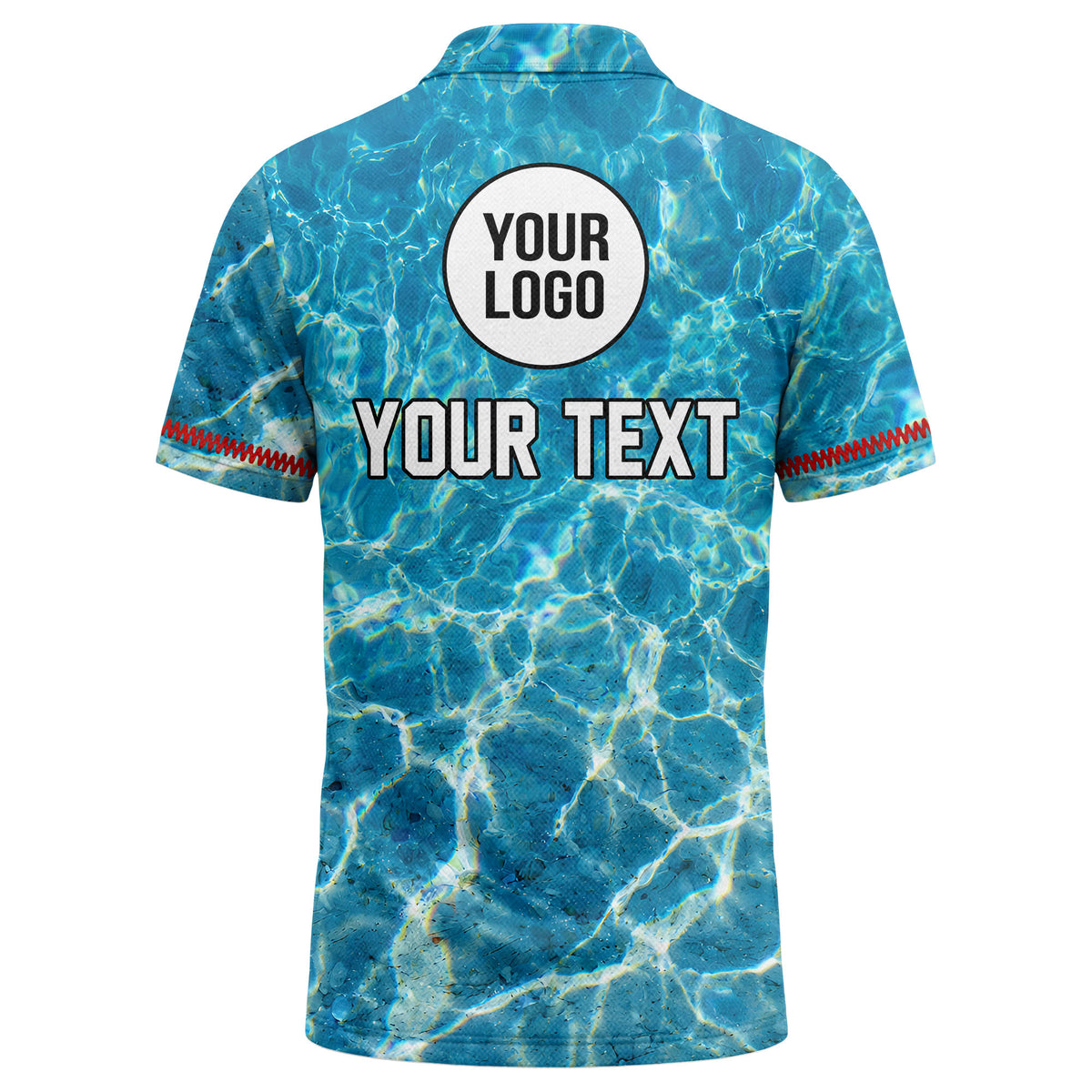Custom Lobster Polo Shirt with Name Seafood Restaurant Staff Uniform Ocean Water Pattern