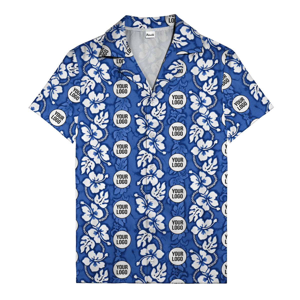black & white hibiscus monstera custom logo hawaiian shirt for men