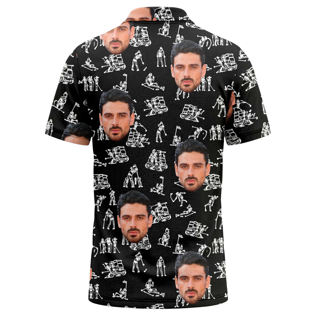 Custom Face Golf Icons Polo Shirt – Personalized Photo Golf Polo for Men
