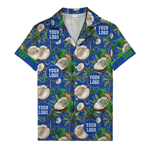 coconut palms & ice cubes on black beach photo hawaiian shirt for men