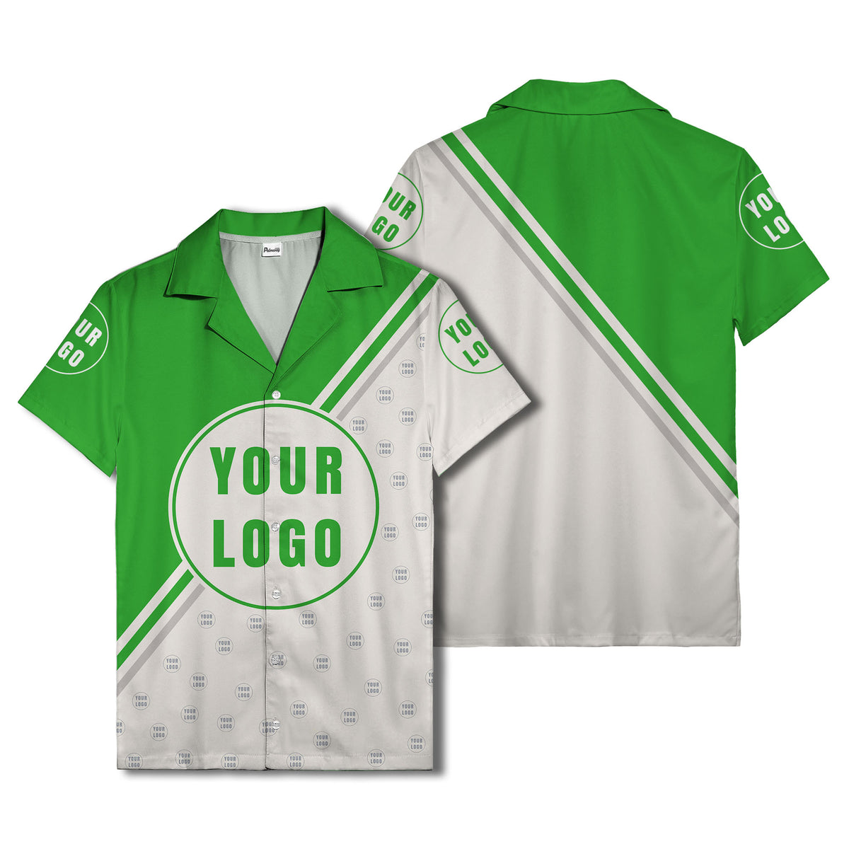 custom logo circles & diagonal stripes minimalist hawaiian shirt for men