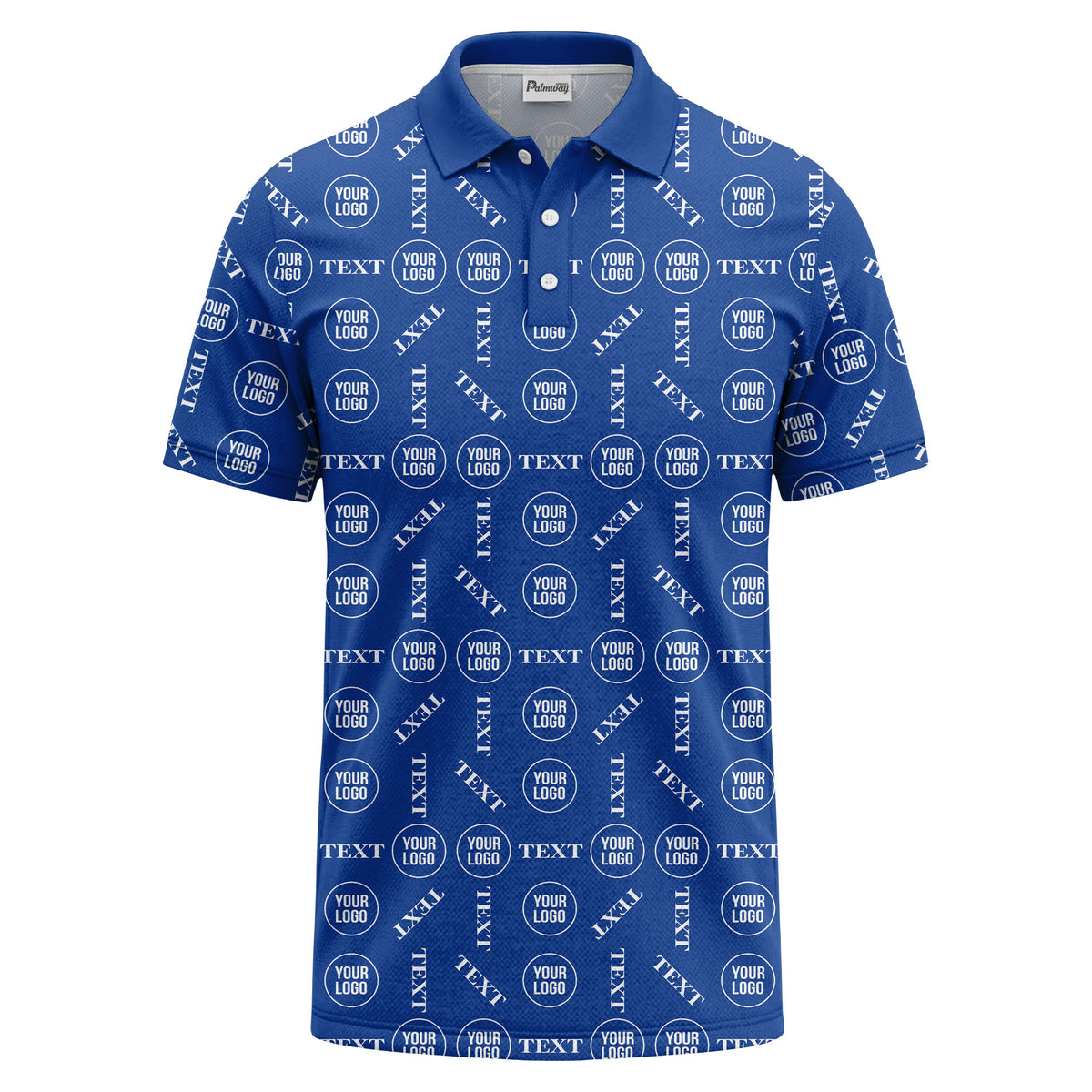 custom logo & text repeat all over print polo shirt