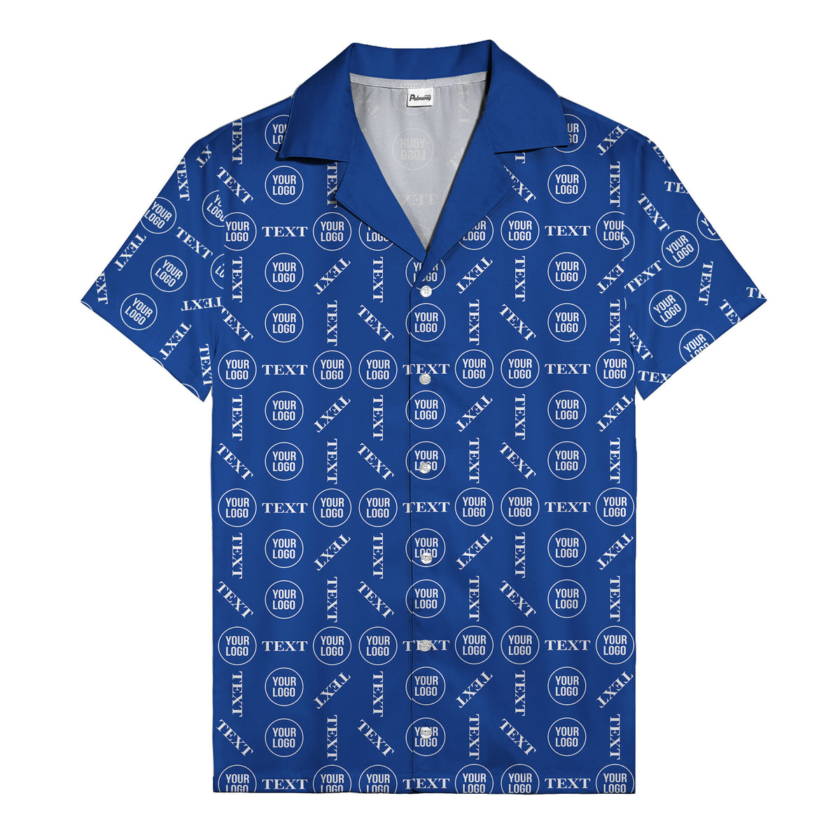 custom text & logo repeat pattern hawaiian shirt