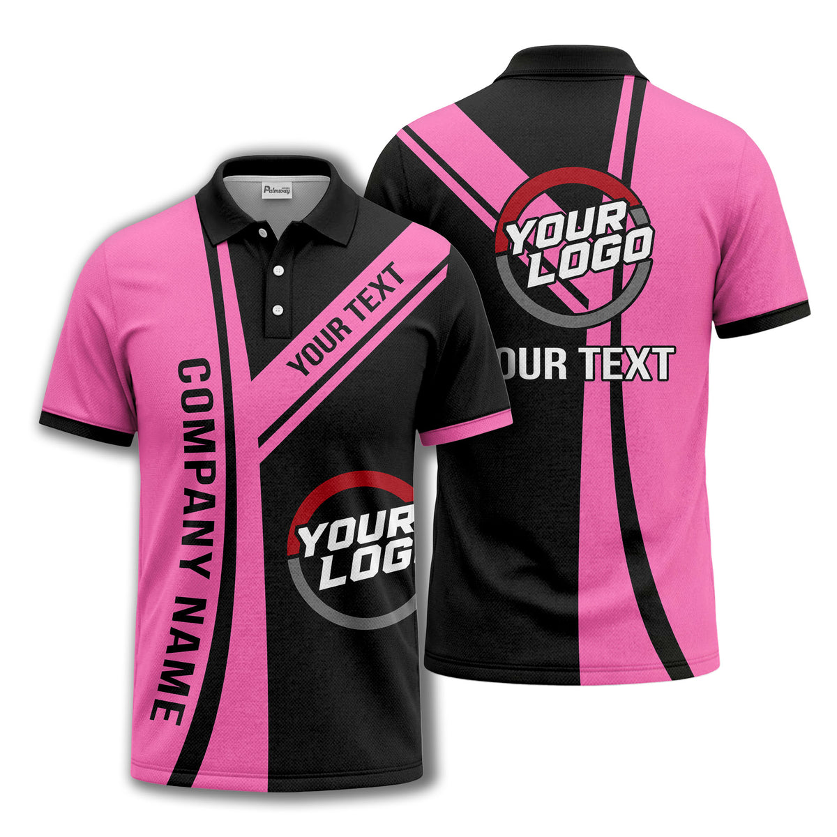 customizable company logo diagonal stripe polo shirt for corporate teams