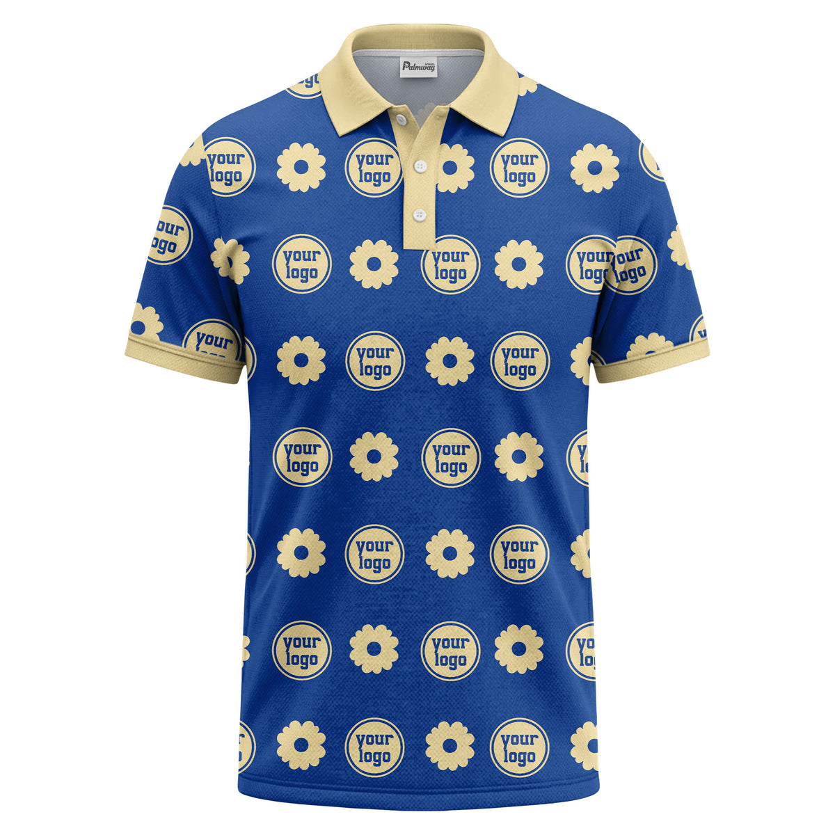 customizable daisy & monogram repeat pattern polo shirt