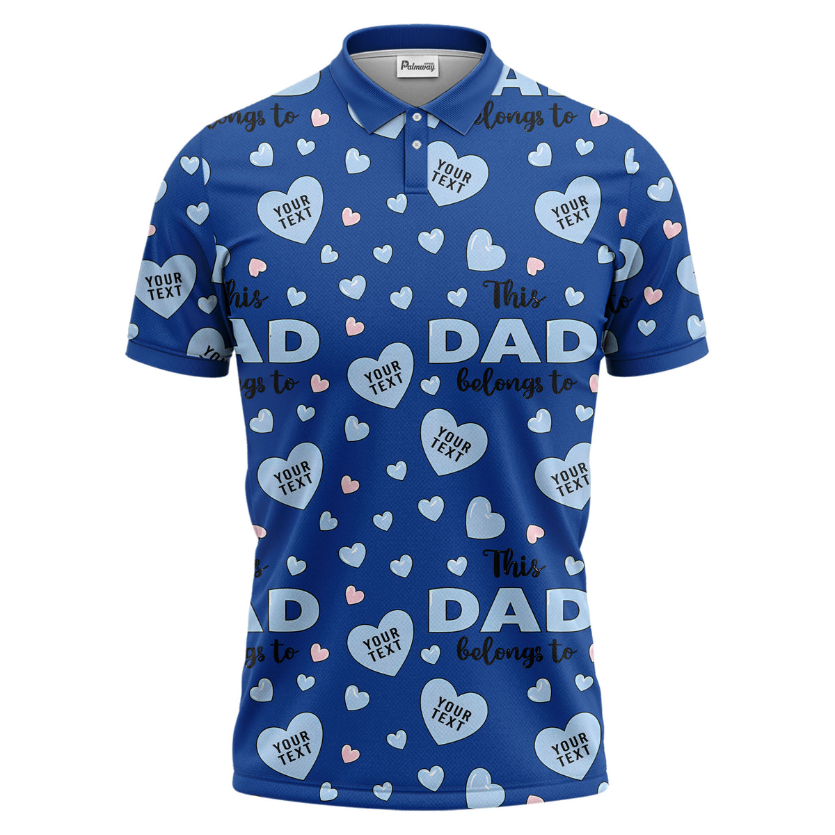 customizable hearts & text father's day all over print polo shirt for men
