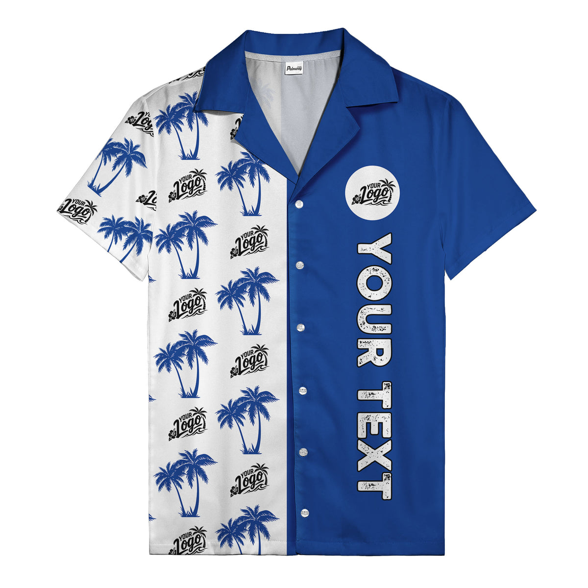 customizable palm tree & personalized text tropical green hawaiian shirt for vacation