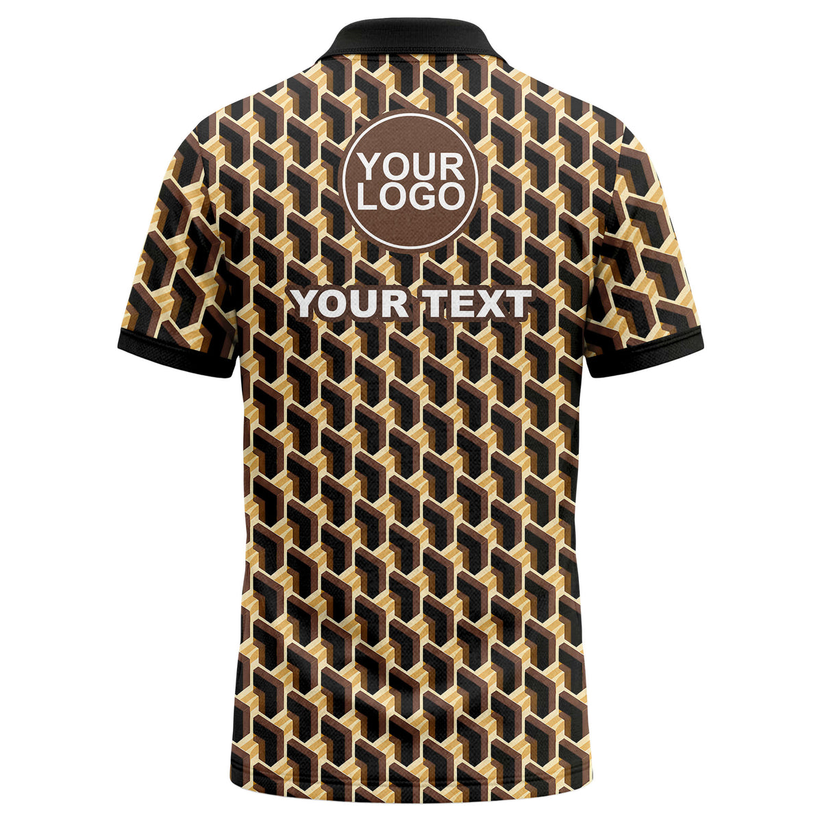 Brown Black 3D Geometric Custom Logo Polo Shirt For Team Wear
