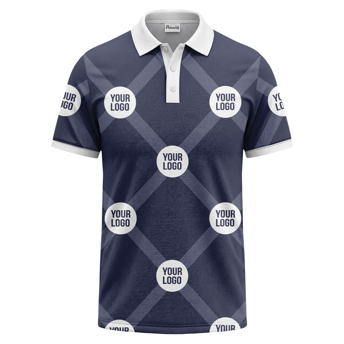 diagonal stripes & repeating custom logo polo shirt for men