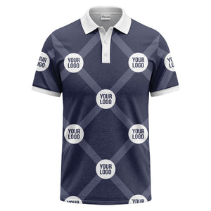 diagonal stripes & repeating custom logo polo shirt for men
