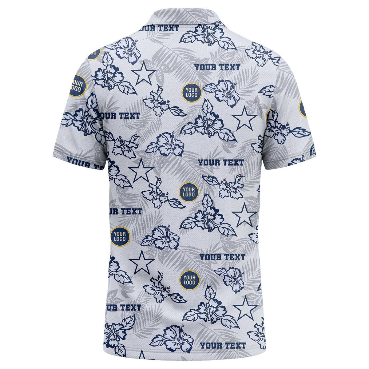 Custom Floral and Star Golf Polo Shirt – Personalized Logo and Text Team Apparel for Team, Corporate & Event Wear
