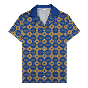 gold mon diamond lattice monogram hawaiian shirt for men