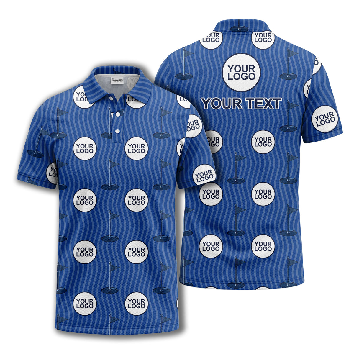 golf flag logo repeat pattern country club golf polo shirt