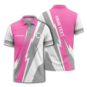 lightning bolt & geometric stripes polo shirt for men