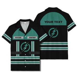 lightning bolt superhero uniform patch hawaiian shirt for men