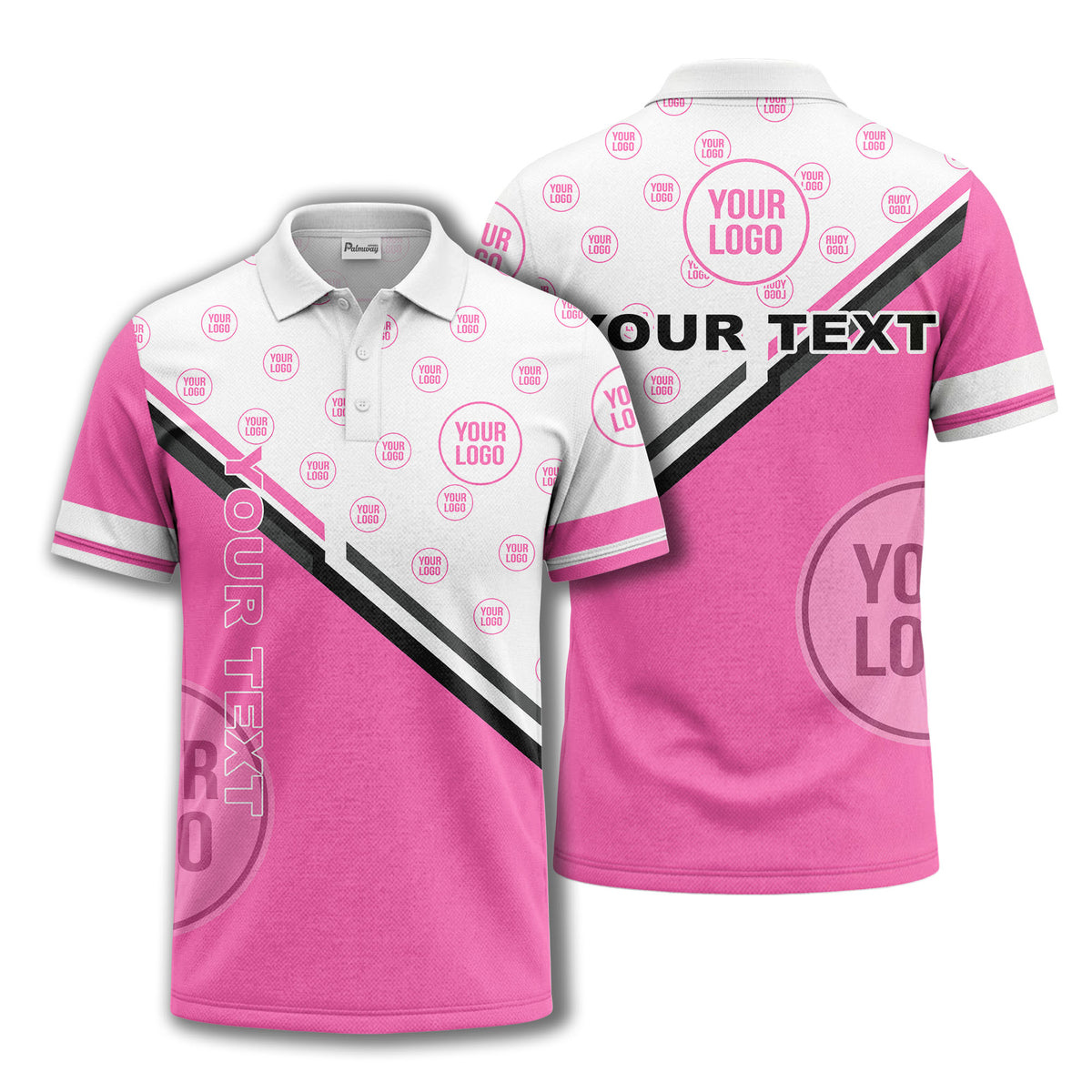 logo repeat diagonal stripe customizable polo shirt for teams