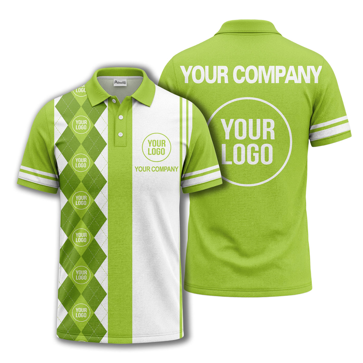 monochrome argyle diamond & custom logo polo shirt