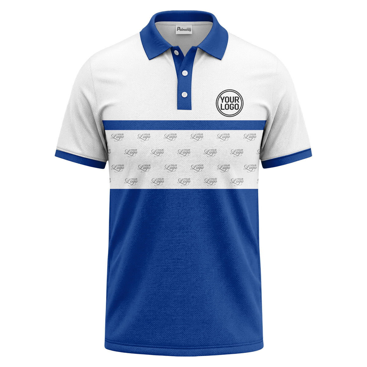 monochrome custom logo repeat stripe polo shirt for men