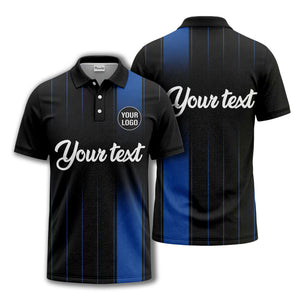 monochrome gradient vertical stripes with custom logo text polo shirt