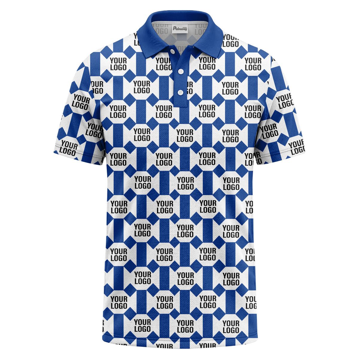 monochrome hexagon repeat custom logo geometric polo shirt for men