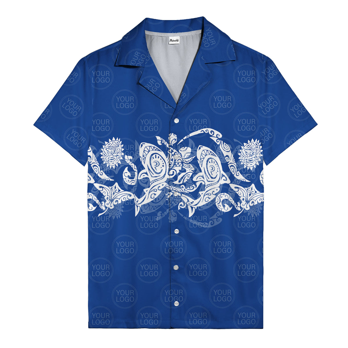 monochrome tribal turtle & sun motifs heritage hawaiian shirt