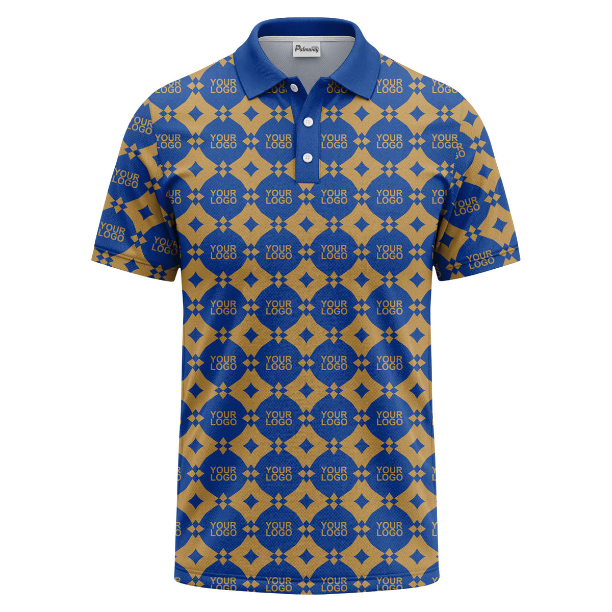 monogrammed gold black diamond repeat luxury polo shirt