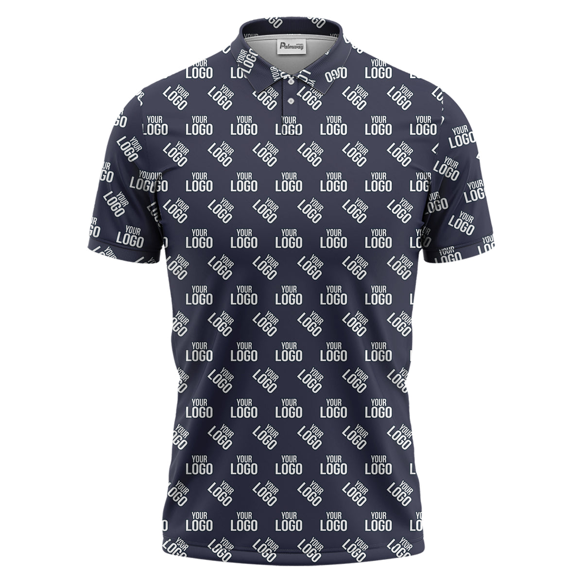 repeating custom logo pattern polo shirt for corporate uniforms