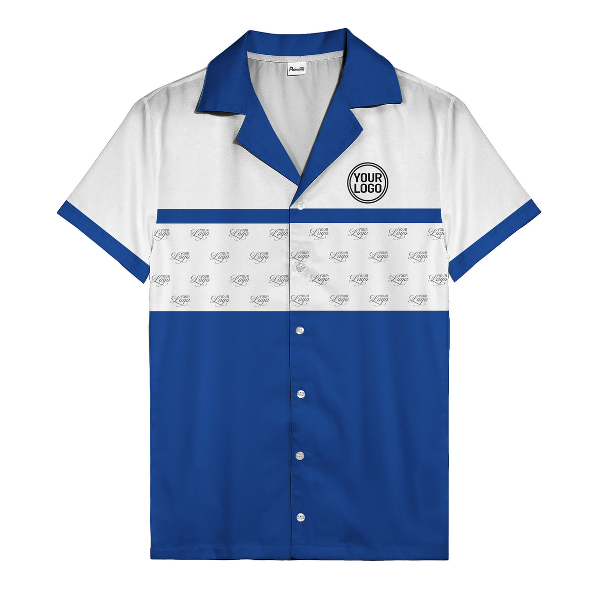 retro bowling custom logo repeat hawaiian shirt for men