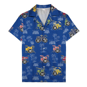 rockin' drum kits & palm trees repeat hawaiian shirt for musicians