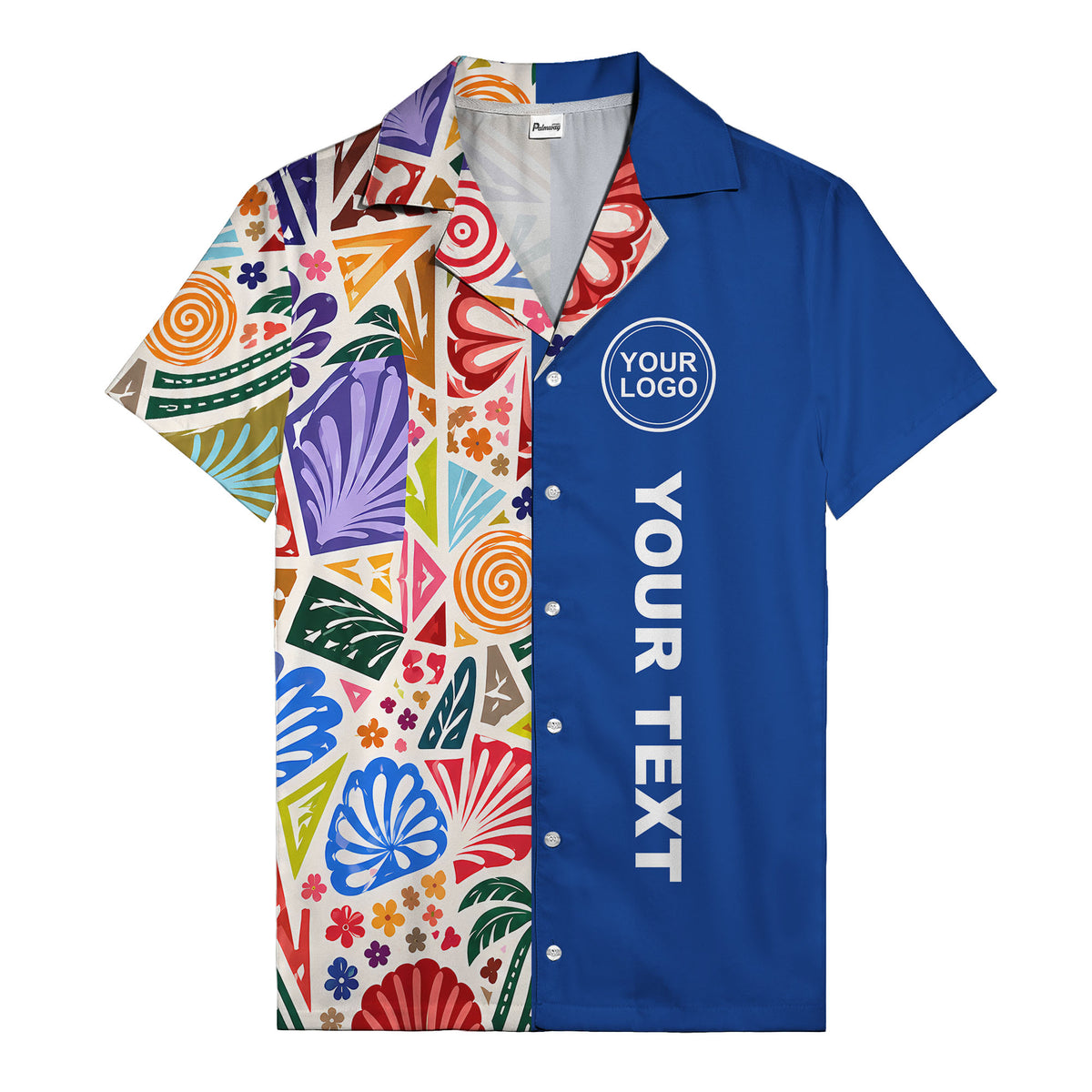 spiral motifs palm leaves hibiscus geometric hawaiian shirt for men