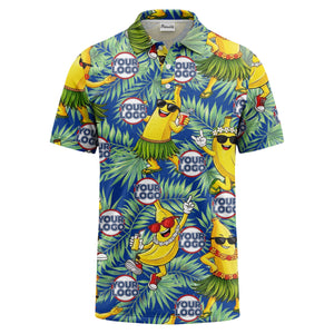 sunglass bananas luau palm leaves polo shirt for men