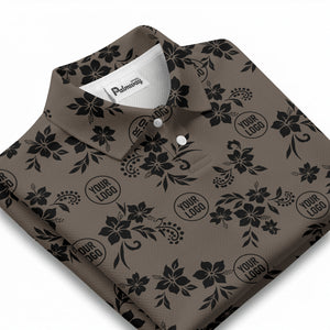 tropical floral leaves & circles polo shirt for island vibes