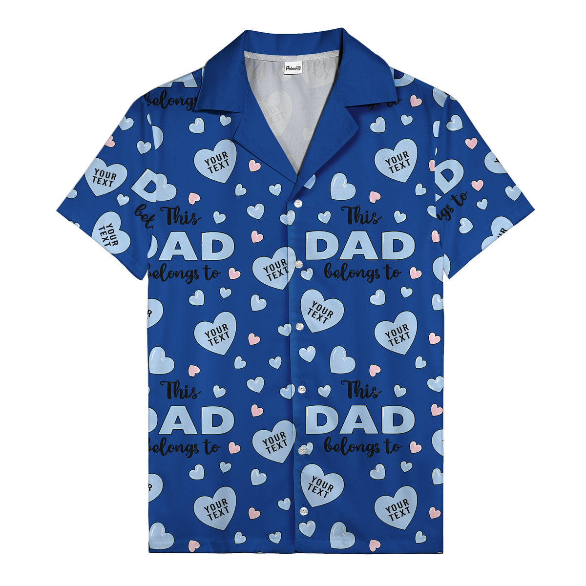 watercolor hearts & custom names hawaiian shirt for dad, navy blue