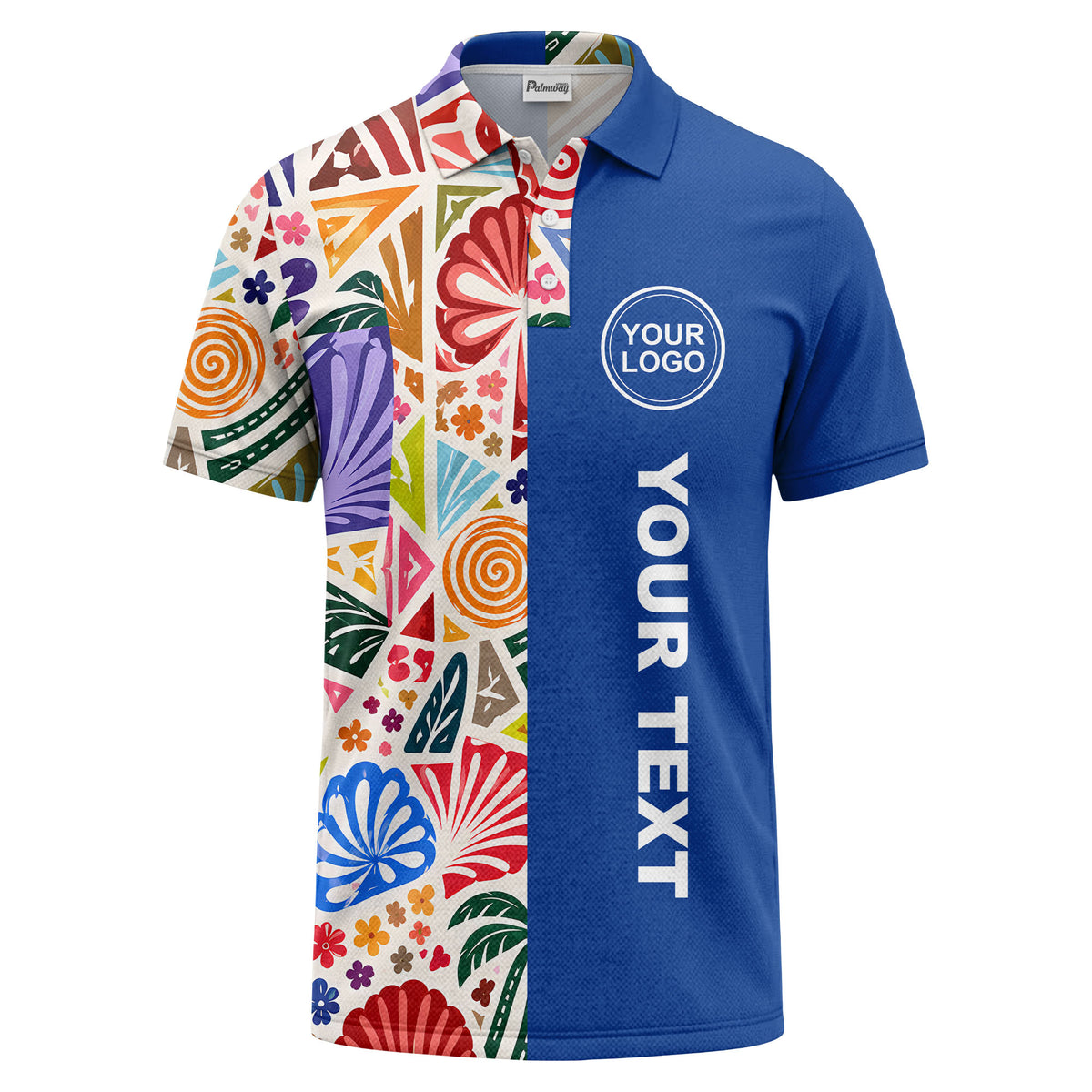 watercolor palm leaves swirls custom geometric all over print polo shirt