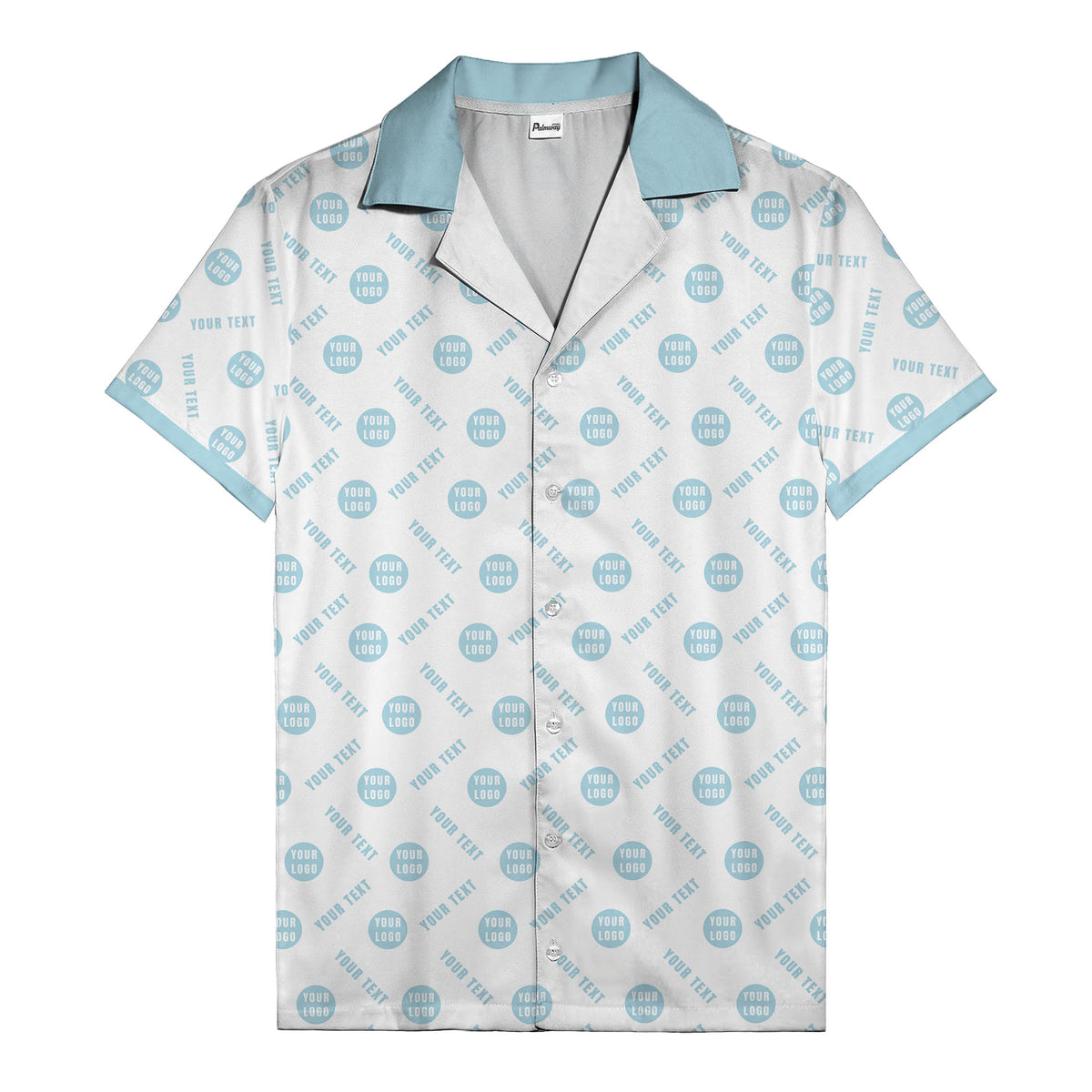 black custom logo circles text white hawaiian shirt