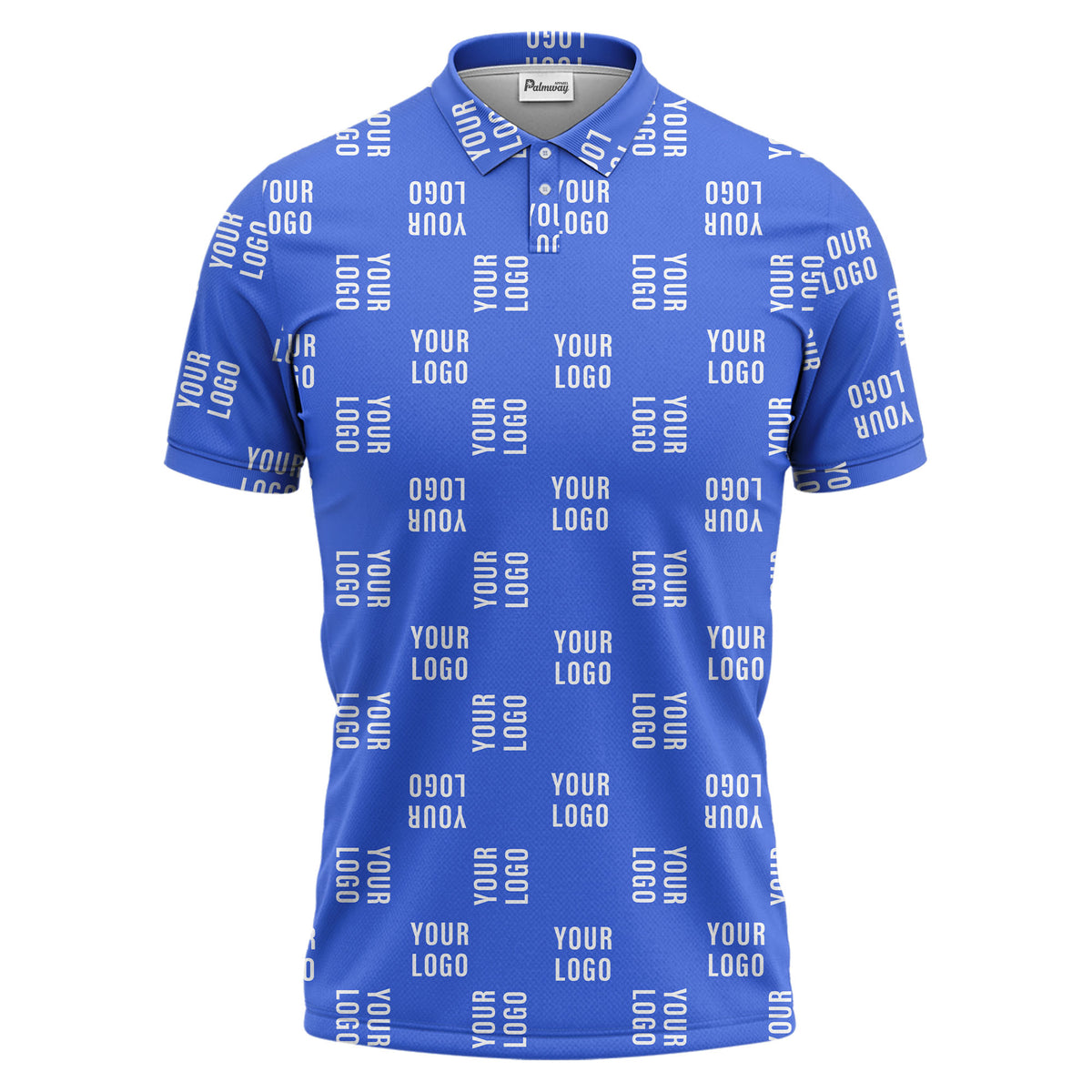 black repeat custom logo text pattern polo shirt for men