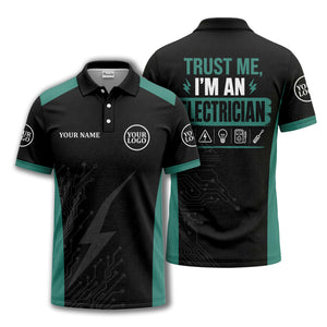 circuit board lightning bolt graphic modern tech polo shirt