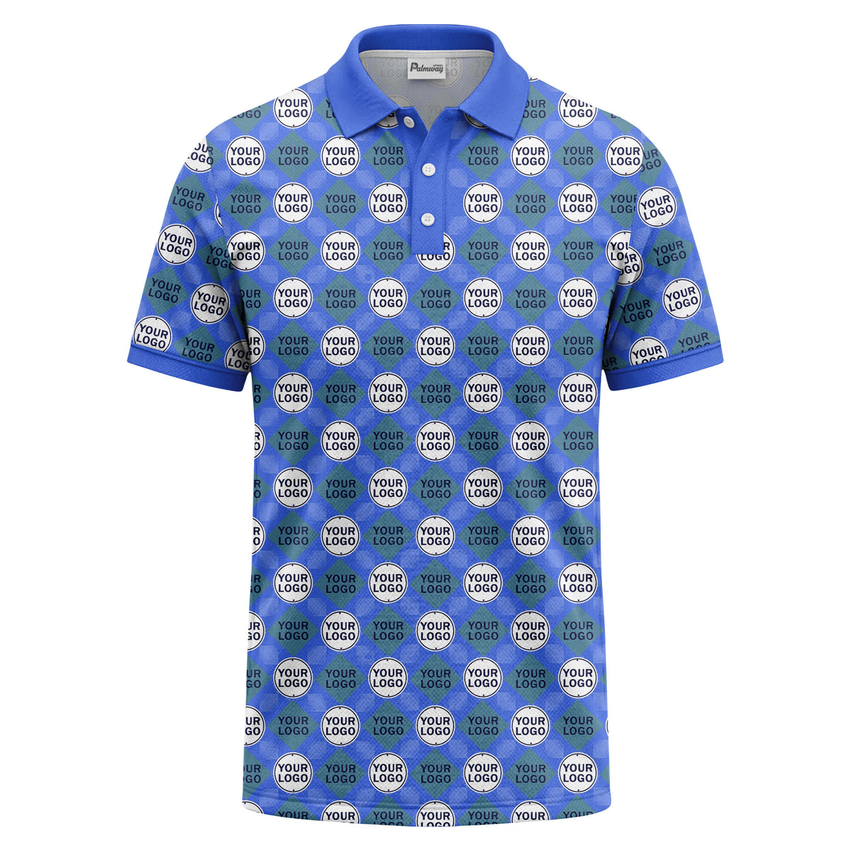custom diamond grid circular logos polo shirt for men